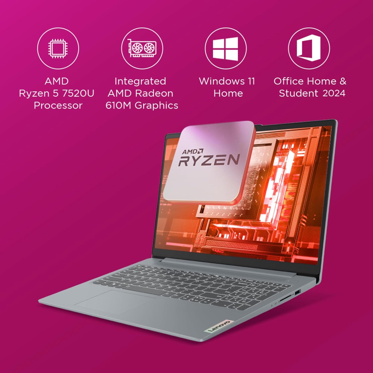 82XQ00W4IN/AMD RYZEN 5 7520U/INTEGRATED AMD/16GB,512GB/15.6 FHD